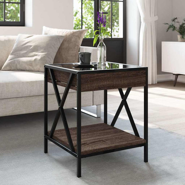 vidaXL Table basse avec LED Infinity aspect chêne marron 40x40x49 cm