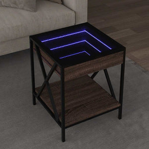 vidaXL Table basse avec LED Infinity aspect chêne marron 40x40x49 cm