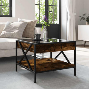 vidaXL Coffee Table with Infinity LED Smoked Oak 50x50x38 cm