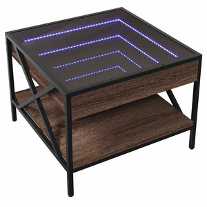 vidaXL Table basse avec LED Infinity aspect chêne marron 50x50x38 cm