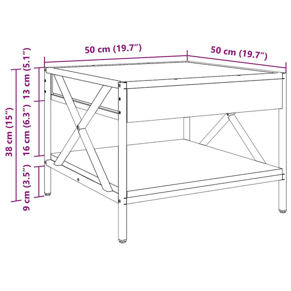 vidaXL Table basse avec LED Infinity aspect chêne marron 50x50x38 cm