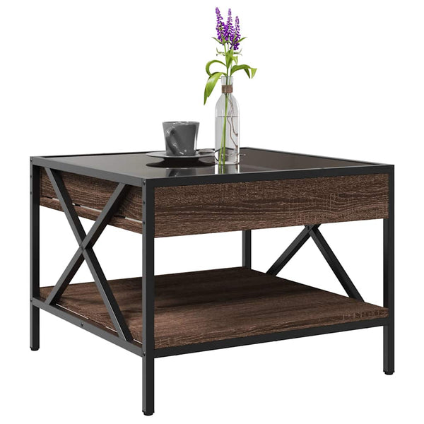 vidaXL Table basse avec LED Infinity aspect chêne marron 50x50x38 cm