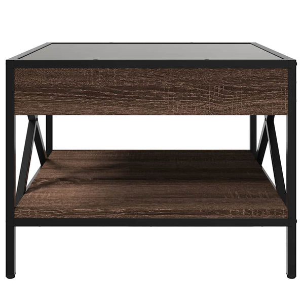 vidaXL Table basse avec LED Infinity aspect chêne marron 50x50x38 cm