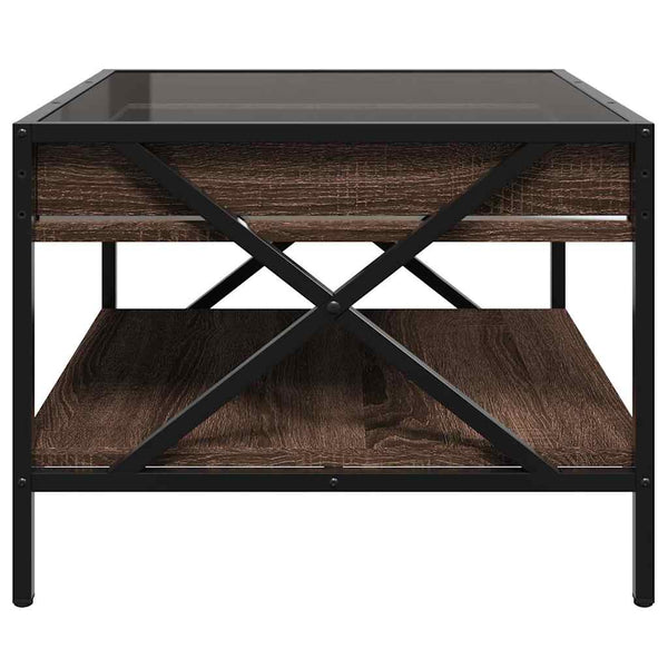 vidaXL Table basse avec LED Infinity aspect chêne marron 50x50x38 cm