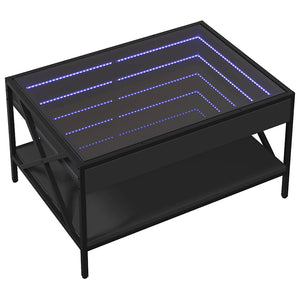 vidaXL Table basse avec LED Infinity Noir 70x50x38 cm
