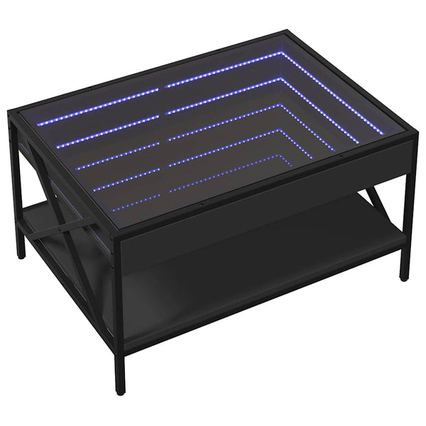 vidaXL Table basse avec LED Infinity Noir 70x50x38 cm