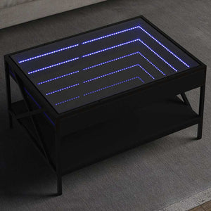 vidaXL Table basse avec LED Infinity Noir 70x50x38 cm