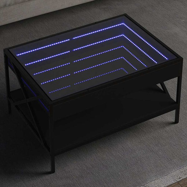vidaXL Table basse avec LED Infinity Noir 70x50x38 cm