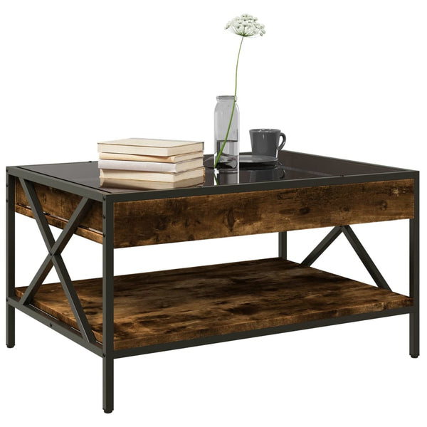 vidaXL Coffee Table with Infinity LED Smoked Oak 70x50x38 cm