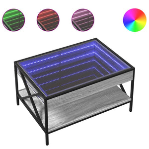 vidaXL Coffee Table with Infinity LED Gray Sonoma 70x50x38 cm