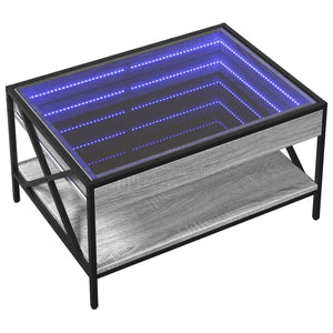 vidaXL Coffee Table with Infinity LED Gray Sonoma 70x50x38 cm