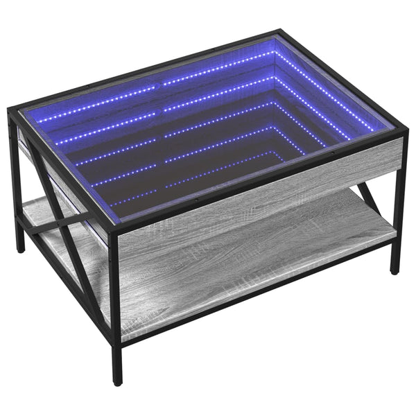 vidaXL Coffee Table with Infinity LED Gray Sonoma 70x50x38 cm