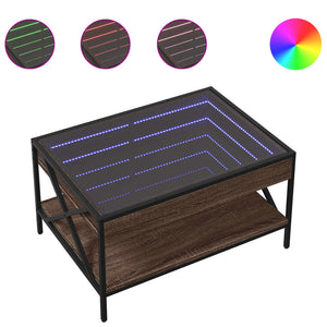 vidaXL Coffee Table with Infinity LED Brown Oak-look 70x50x38 cm
