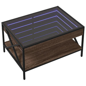 vidaXL Coffee Table with Infinity LED Brown Oak-look 70x50x38 cm