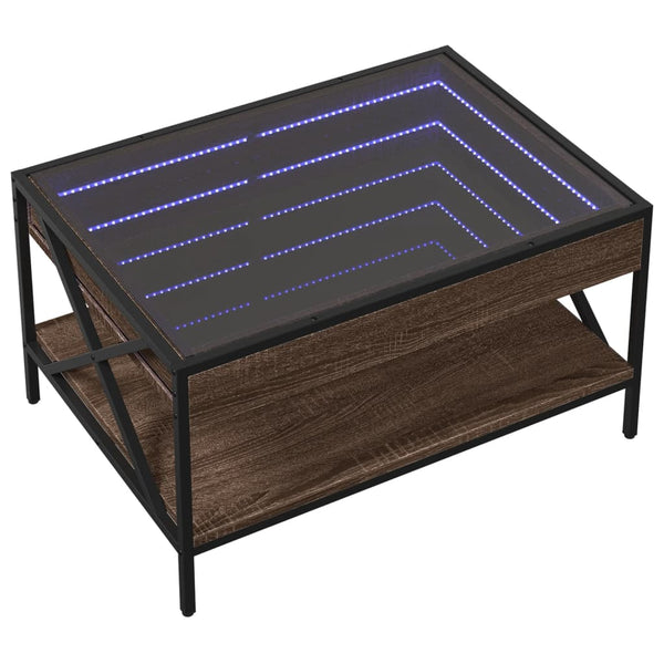 vidaXL Coffee Table with Infinity LED Brown Oak-look 70x50x38 cm