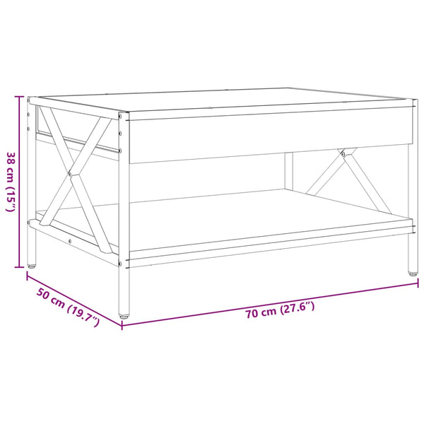 vidaXL Coffee Table with Infinity LED Brown Oak-look 70x50x38 cm