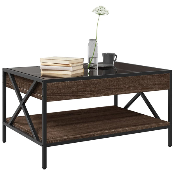 vidaXL Coffee Table with Infinity LED Brown Oak-look 70x50x38 cm