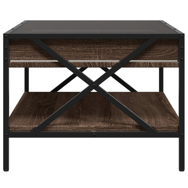 vidaXL Coffee Table with Infinity LED Brown Oak-look 70x50x38 cm