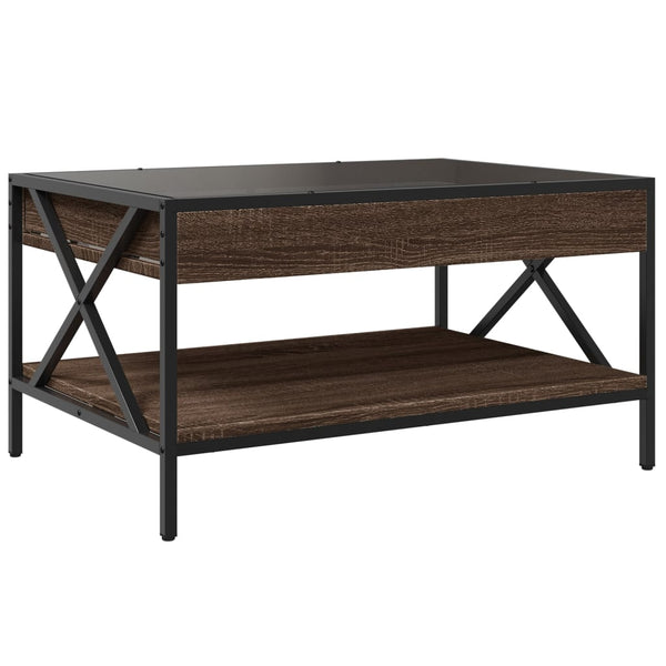 vidaXL Coffee Table with Infinity LED Brown Oak-look 70x50x38 cm