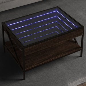 vidaXL Coffee Table with Infinity LED Brown Oak-look 70x50x38 cm