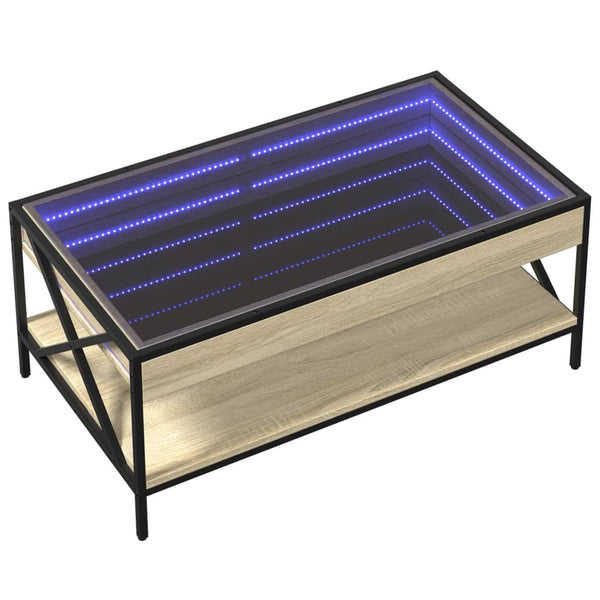 vidaXL Table basse avec LED Infinity chêne Sonoma 90x50x38 cm