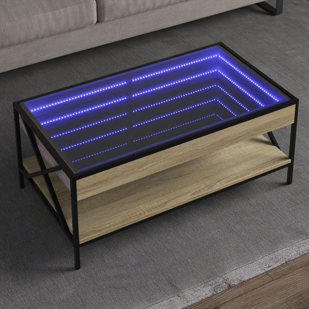 vidaXL Table basse avec LED Infinity chêne Sonoma 90x50x38 cm