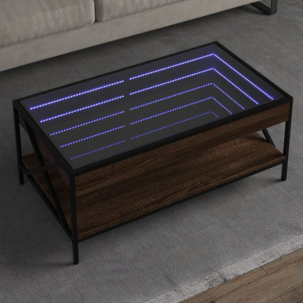 vidaXL Table basse avec LED Infinity Effet chêne marron 90x50x38 cm