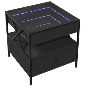 vidaXL Table basse avec LED Infinity Noir 50x50x51 cm