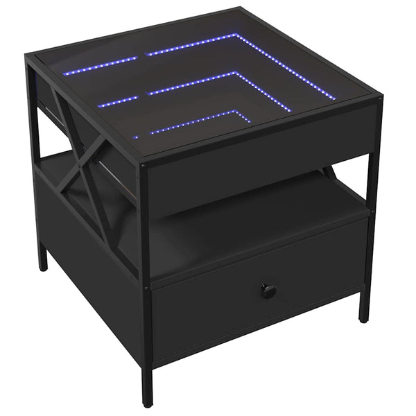 vidaXL Table basse avec LED Infinity Noir 50x50x51 cm