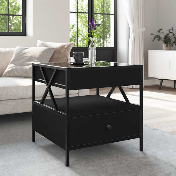 vidaXL Table basse avec LED Infinity Noir 50x50x51 cm