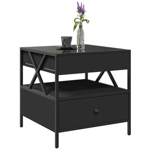 vidaXL Table basse avec LED Infinity Noir 50x50x51 cm