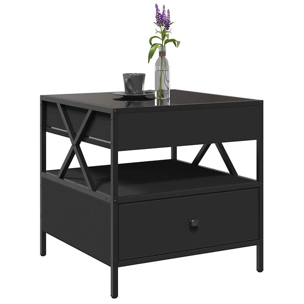 vidaXL Table basse avec LED Infinity Noir 50x50x51 cm
