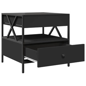 vidaXL Table basse avec LED Infinity Noir 50x50x51 cm