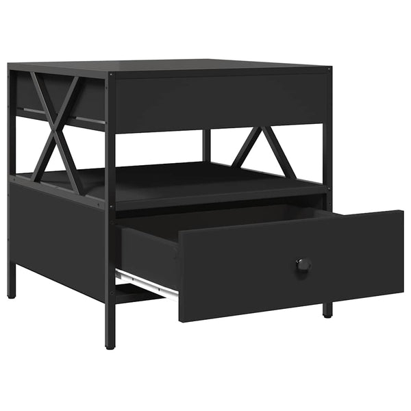 vidaXL Table basse avec LED Infinity Noir 50x50x51 cm