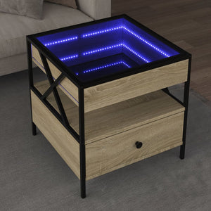 vidaXL Table basse avec LED Infinity chêne Sonoma 50x50x51 cm