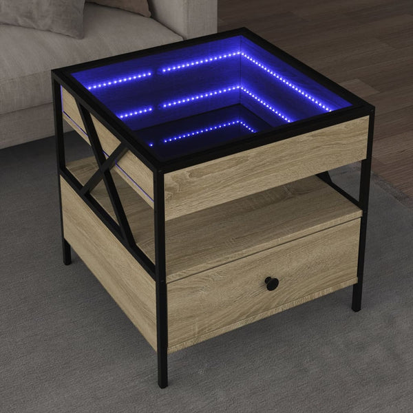 vidaXL Table basse avec LED Infinity chêne Sonoma 50x50x51 cm
