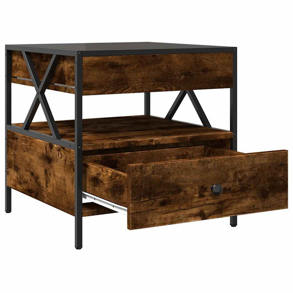 vidaXL Coffee Table with Infinity LED Smoked Oak 50x50x51 cm