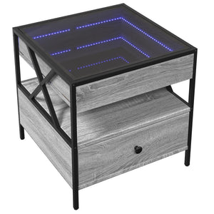 vidaXL Table basse avec LED Infinity gris sonoma 50x50x51 cm