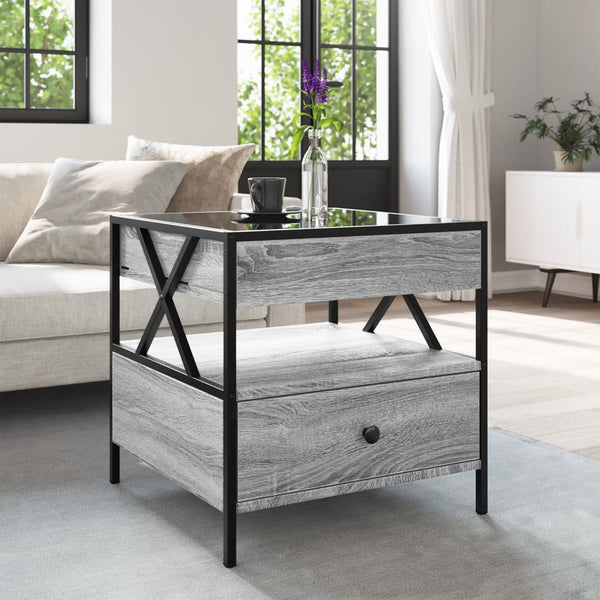 vidaXL Table basse avec LED Infinity gris sonoma 50x50x51 cm