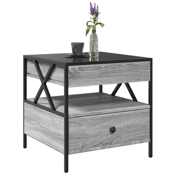 vidaXL Table basse avec LED Infinity gris sonoma 50x50x51 cm