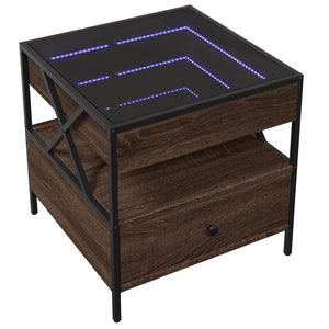 vidaXL Table basse avec LED Infinity aspect chêne marron 50x50x51 cm