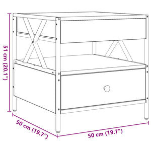 vidaXL Table basse avec LED Infinity aspect chêne marron 50x50x51 cm