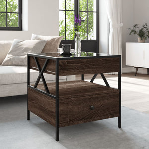 vidaXL Table basse avec LED Infinity aspect chêne marron 50x50x51 cm