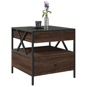 vidaXL Table basse avec LED Infinity aspect chêne marron 50x50x51 cm