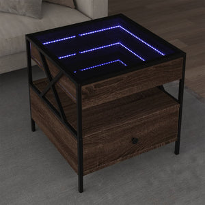 vidaXL Table basse avec LED Infinity aspect chêne marron 50x50x51 cm