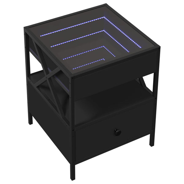 vidaXL Table basse avec LED Infinity Noir 40x40x51 cm