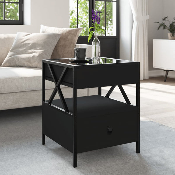 vidaXL Table basse avec LED Infinity Noir 40x40x51 cm