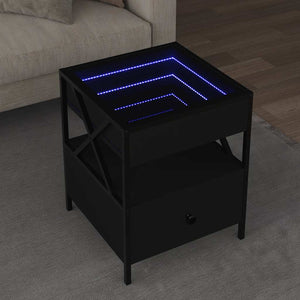 vidaXL Table basse avec LED Infinity Noir 40x40x51 cm