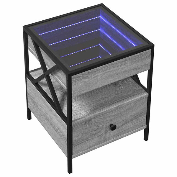 vidaXL Table basse avec LED Infinity gris Sonoma 40x40x51 cm