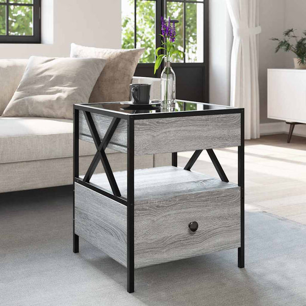 vidaXL Table basse avec LED Infinity gris Sonoma 40x40x51 cm